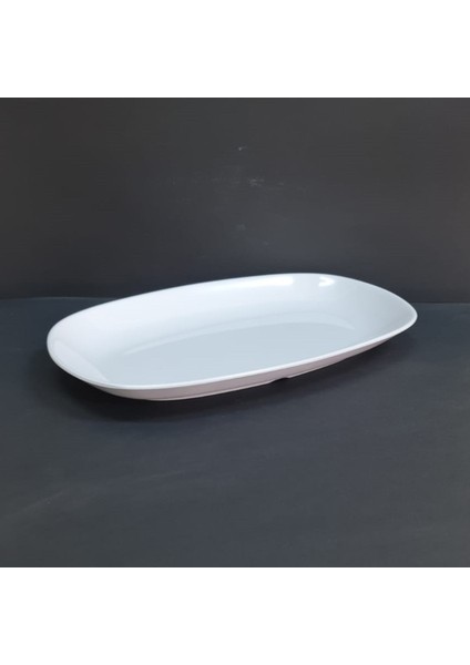 6 Adet Kırılmaz Melamin Kayık Tabak Orta Salata Tabağı 34X20CM - Derinlik 3,5cm - Beyaz