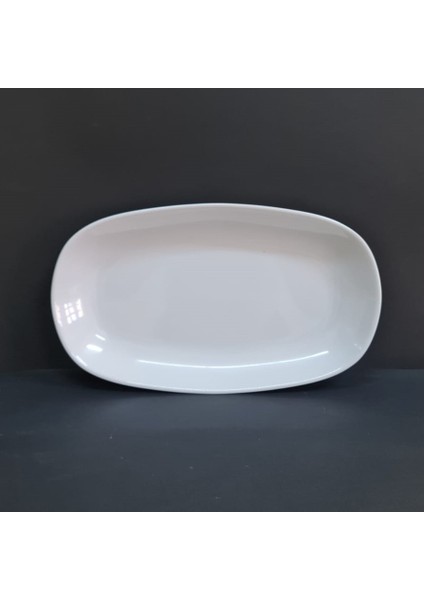 6 Adet Kırılmaz Melamin Kayık Tabak Orta Salata Tabağı 34X20CM - Derinlik 3,5cm - Beyaz fiyatları