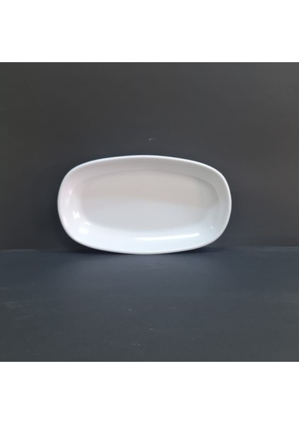 12 Adet Kırılmaz Melamin Oval Kayık Tabak 24X14 cm - Beyaz fiyatları