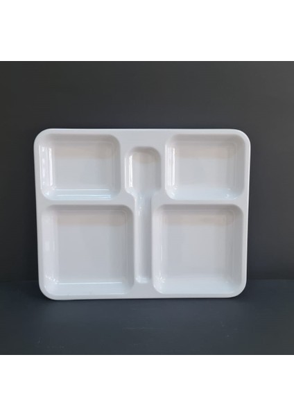 12 Adet Kırılmaz Melamin 5 Bölmeli Tabldot Yemek Tabağı 34X28 cm