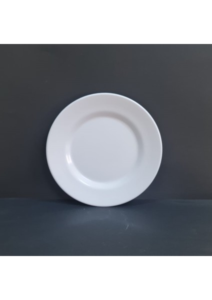 4 Adet Standart Çizgi Melamin Tatlı & Yemek Servis Tabağı 25 cm - Beyaz