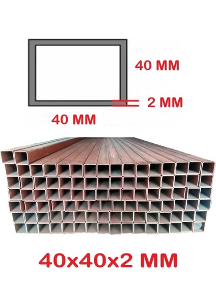Boyalı 40X40X2 mm Kutu Profil Boru Demir 1 Metre Siyah
