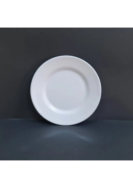 4 Adet Kırılmaz Melamin Çizgi Tatlı & Yemek Servis Tabağı 25 cm - Beyaz