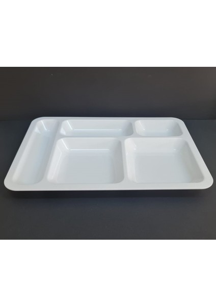 12 Adet Kırılmaz Melamin Standart 5 Bölmeli Tabldot Yemek Tabağı 40X28 cm fiyatları