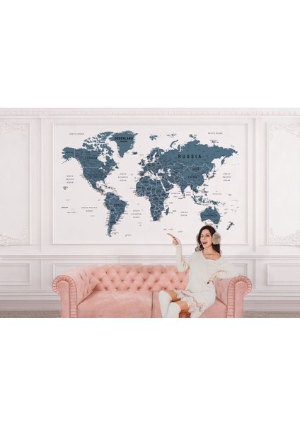 Dünya Haritası Duvar Kağıdı Detaylı Ingilizce Dünya Haritası Duvar KAĞIDI-1579