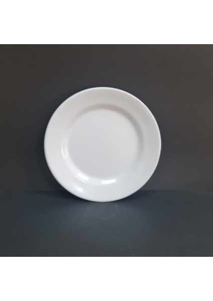 6 Adet Standart Çizgi Melamin Tatlı & Yemek Servis Tabağı 19 cm - Beyaz