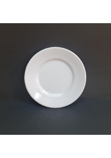 12 Adet Standart Çizgi Melamin Tatlı & Yemek Servis Tabağı 17 cm - Beyaz
