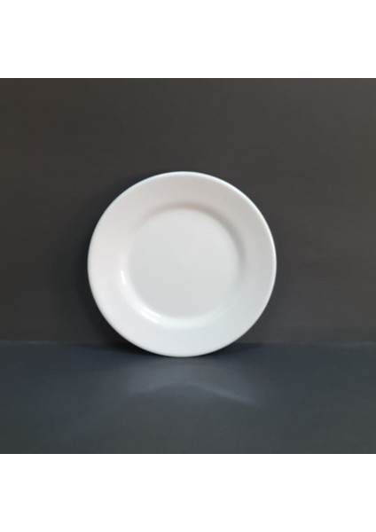 12 Adet Kırılmaz Melamin Çizgi Tatlı & Yemek Servis Tabağı 17 cm - Beyaz