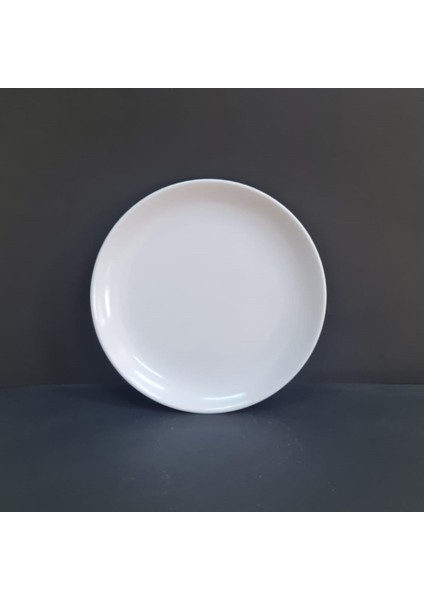 6 Adet Standart Düz Melamin Tatlı & Yemek Servis Tabağı 25 cm - Beyaz