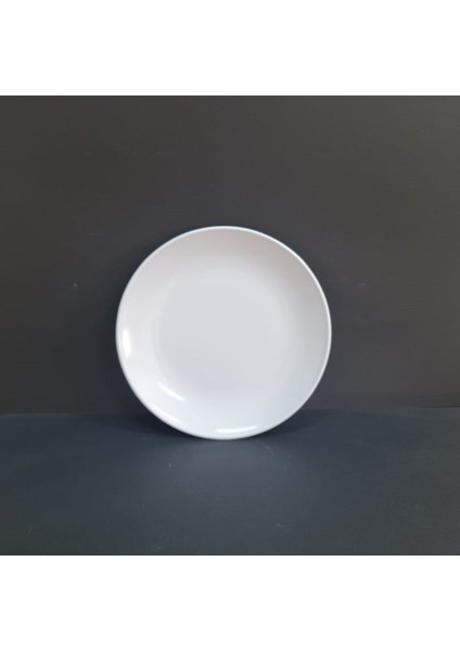 12 Adet Standart Düz Melamin Tatlı & Yemek Servis Tabağı 19 cm - Beyaz