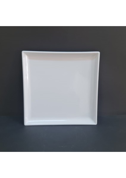 12 Adet Standart Kare Melamin Tatlı & Yemek Servis Tabağı 25 cm - Beyaz