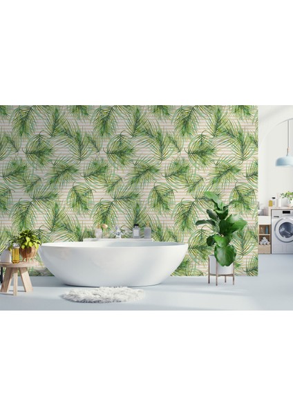 Tropikal Ağaç Yaprakları Duvar KAĞIDI-5565 fırsatları