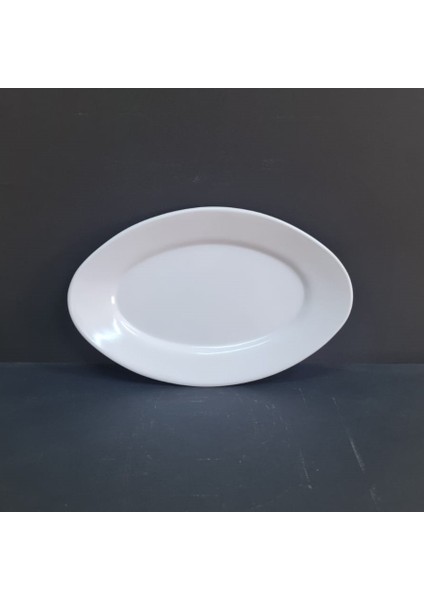 4 Adet Standart Melamin Oval Kayık Tabak Orta Salata Tabağı 30X19 cm - Beyaz