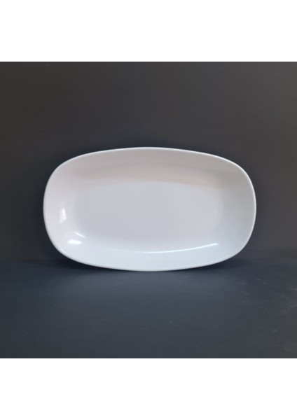 4 Adet Standart Melamin Kayık Tabak Orta Salata Tabağı 29X17 cm - Beyaz