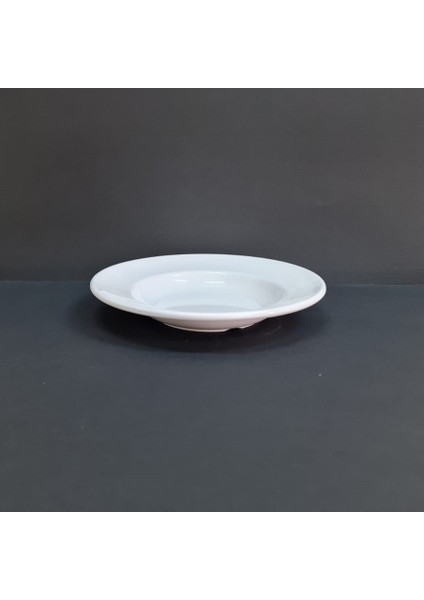 4 Adet Kırılmaz Melamin Çizgi Çukur Yemek Tabağı 21 cm - Beyaz
