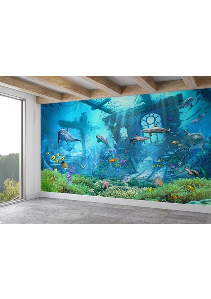 Sybr SERI001 Su Altı Manzarası Yağlıboya Görünüm Dekoratif Duvar KAĞIDI-3667 fiyatları