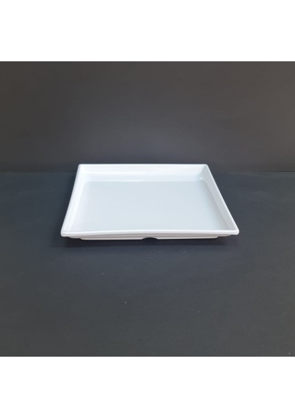 12 Adet Standart Kare Melamin Tatlı & Yemek Servis Tabağı 20 cm - Beyaz