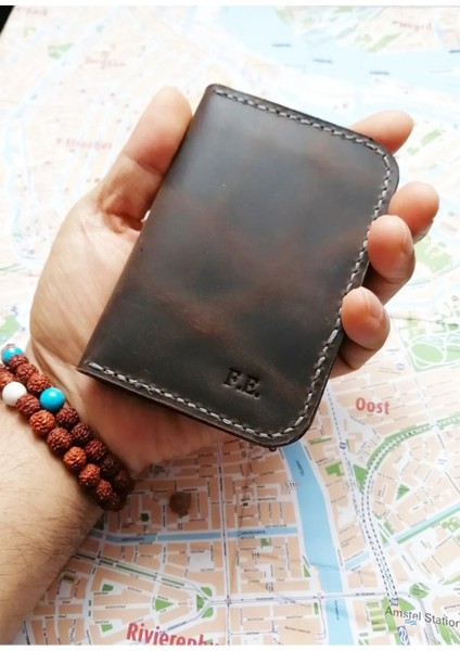 Minimalist Hakiki Deri Kartlık El Yapımı Erkek Kartlık Kahverengi MK4KA indirimleri