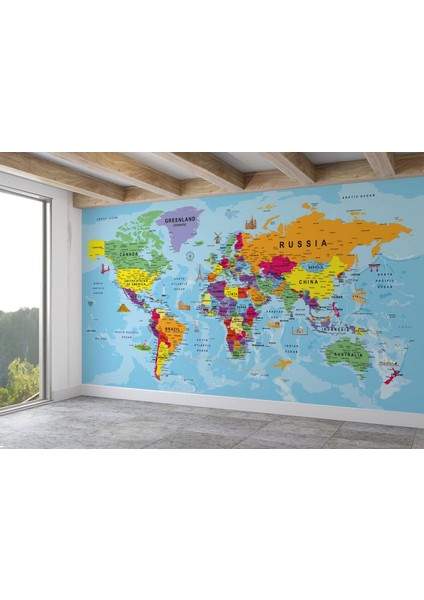 Koleksiyon 01 Detaylı Ingilizce Dünya Haritası Duvar Kağıdı -1990 fiyatları