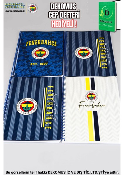 Lisanslı Fenerbahçe Spırallı 2 Adet Kareli ve 2 Adet Çizgili A4 Karton Kapak 72 Yaprak Defter Seti fiyatları