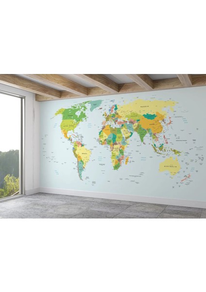 Alndrs Collection V2 Ingilizce Dünya Haritası Duvar Kağıdı Eğitici Öğretici DETAYLI-1032 fiyatları