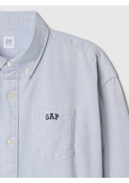 Erkek Çocuk Açık Mavi Mini Gap Logo Oxford Gömlek modelleri