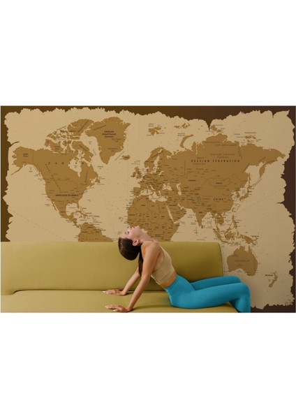 "vintage Eskitme Dünya Haritası Duvar Kaplaması: Ev Dekorasyonunda Nostaljik Bir Dokunuş" modelleri