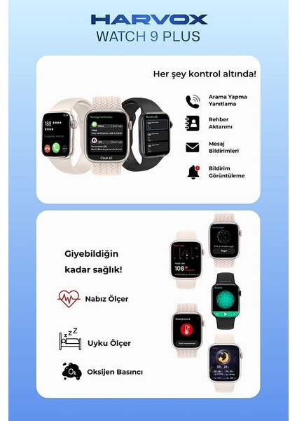 Watch 9 Plus Harvox Akıllı Saat Iphone ve Android Tüm Telefonlara Uyumlu indirimleri