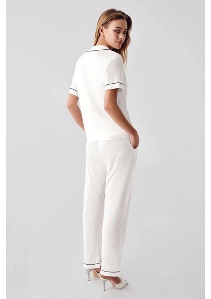 324 Ekru Sabahlıklı Şortlu 4'lü Kadın Pijama Takımı fırsatları