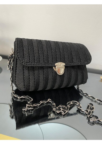 El Örgüsü Kanvas Kadın Çanta Zincir Askılı