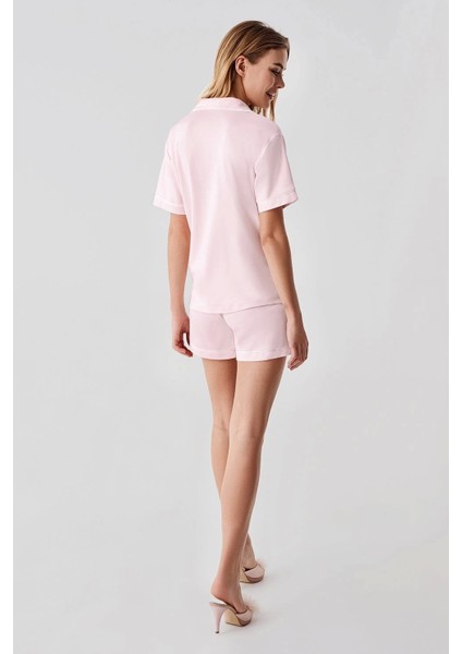 324 Pembe Sabahlıklı Şortlu 4'lü Kadın Pijama Takımı fırsatları