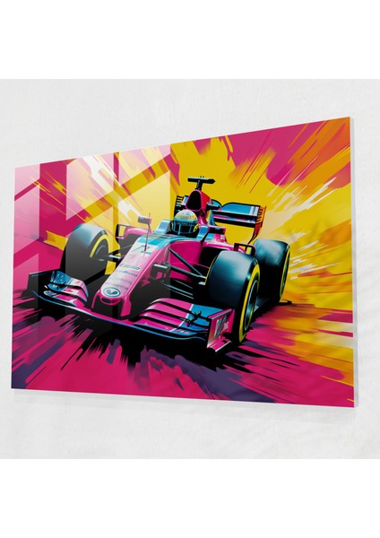 Formula 1 Cam Tablo Sanatı - Canlı Dinamik Çizgiler Pop Sanat