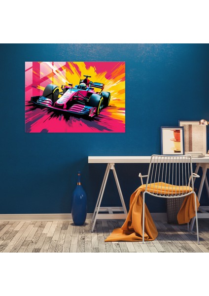 Formula 1 Cam Tablo Sanatı - Canlı Dinamik Çizgiler Pop Sanat fiyatları
