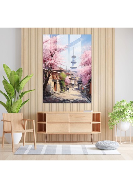 Galata Kulesi Cam Tablo Sanatı - Ev Dekorasyonu Kiraz Çiçekleri Gerçekçi Sanat Eseri fiyatları