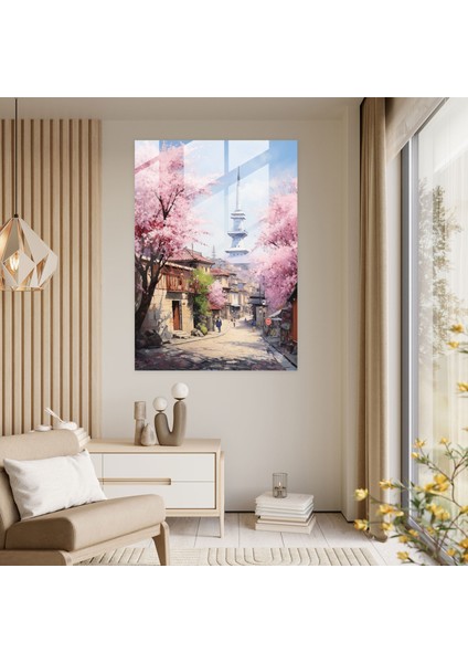 Galata Kulesi Cam Tablo Sanatı - Ev Dekorasyonu Kiraz Çiçekleri Gerçekçi Sanat Eseri modelleri