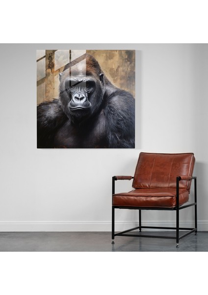 Gorilla Cam Tablo - Gerçekçi Yağlı Boya - Goril Modern Sanat Detaylı Portre Ev Dekorasyonu fiyatları