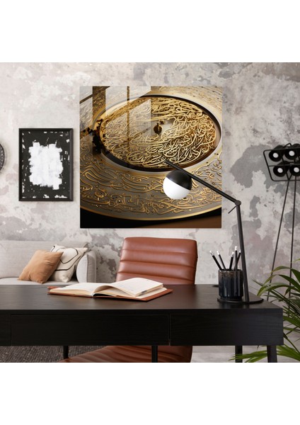 Kutsal Kuran Cam Tablo - Altın Mürekkep Hat Sanatı - Duvar Dekorasyonu Modern Sanat Cam Sanatı fiyatları