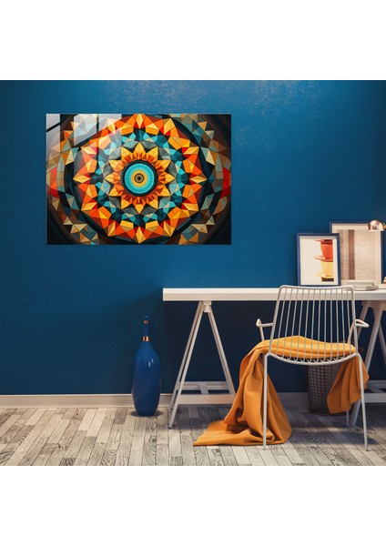 Kaleidoskop Hipnoz Cam Tablo - Hipnoz Cam Duvar Sanatı Kaleidoskop Şekiller ve Renkler modelleri