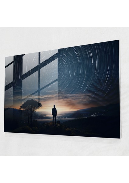 Yıldızlı Burçlar Cam Tablosu - Burçlar Gece Gökyüzü Cam Duvar Sanatı Ev Dekorasyonu