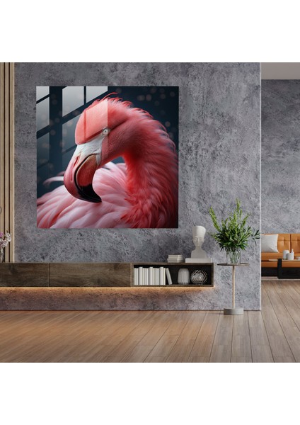Zarif Tüyler Flamingo Cam Tablo - Flamingo Duvar Süsü Cam Tablo Ev Dekorasyonu fiyatları