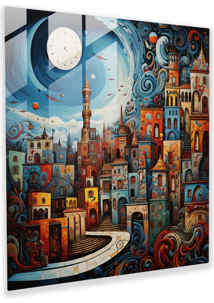 Canlı Spiral Cam Tablo - Istanbul'dan Ilham Alan Modern Soyut Cam Duvar Sanatı