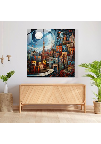 Canlı Spiral Cam Tablo - Istanbul'dan Ilham Alan Modern Soyut Cam Duvar Sanatı modelleri