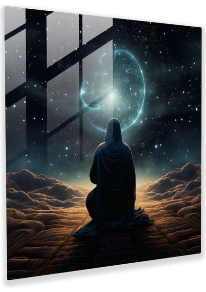 Kutsal Kuran Cam Tablo Baskı - Kutsal Kuran Cam Tablo Modern Sanat Gece Gökyüzü