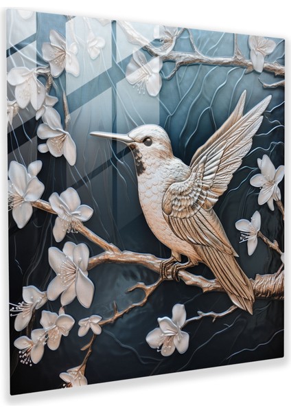 Huzurlu Güvercin Cam Tablo - Güvercin Oymalı Cam Sanatı Cam Sanatı Huzur