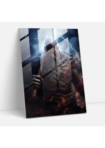 God Of War Duvar Dekorasyonu - Cam Tablo Savaş Baltası