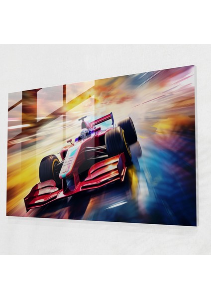 Formula 1 Cam Tablo - Ev Dekorasyonu Hızlı Araba Cam Sanatı