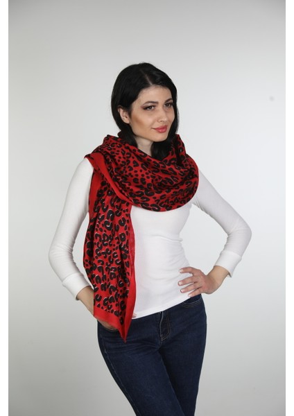 Kırmızı Kaşmir İpek Şal
