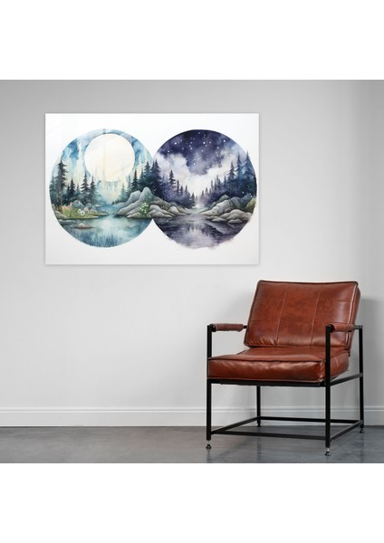 Burçlar Suluboya Manzara Cam Tablo - Astroloji Duvar Dekorasyonu Ev Dekorasyonu Huzur Veren Doğal Manzaralar fiyatları