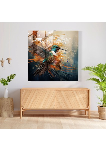Modernite Kanat Çırpan Kuş Cam Tablo - Doğa ve Modernite Kuş Cam Duvar Sanatı fiyatları