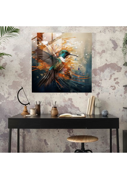 Modernite Kanat Çırpan Kuş Cam Tablo - Doğa ve Modernite Kuş Cam Duvar Sanatı modelleri